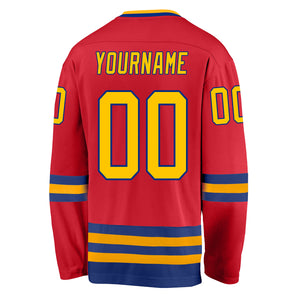 Custom Red Gold-Royal Hockey Jersey