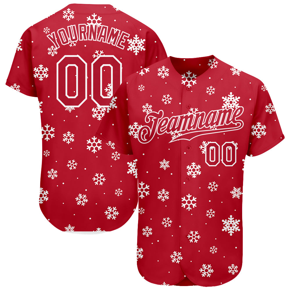 Cheap Custom Red Red-White Christmas 3D Authentic Baseball Jersey Free  Shipping – CustomJerseysPro
