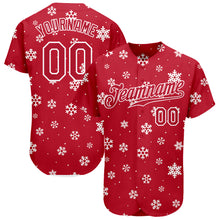 Laden Sie das Bild in den Galerie-Viewer, Custom Red Red-White Christmas 3D Authentic Baseball Jersey
