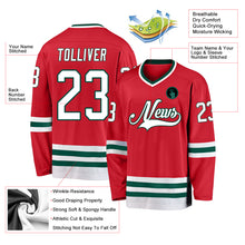 Load image into Gallery viewer, Custom Red White-Green Hockey Jersey
