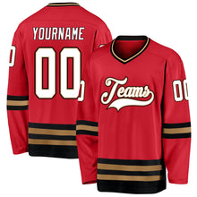 Load image into Gallery viewer, Custom Red White-Old Gold Hockey Jersey
