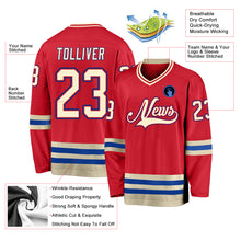 Laden Sie das Bild in den Galerie-Viewer, Custom Red Cream-Royal Hockey Jersey
