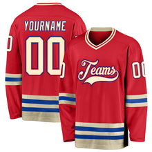 Laden Sie das Bild in den Galerie-Viewer, Custom Red Cream-Royal Hockey Jersey
