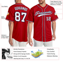 Load image into Gallery viewer, Custom Red White-Navy Authentic Baseball Jersey
