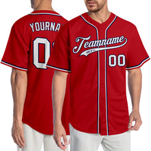 Laden Sie das Bild in den Galerie-Viewer, Custom Red White-Navy Authentic Baseball Jersey
