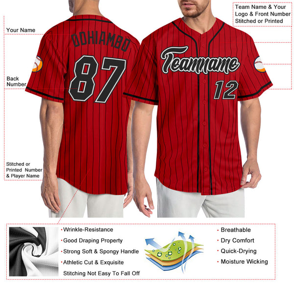 Cheap Custom Gray Navy Pinstripe Red Authentic Baseball Jersey Free  Shipping – CustomJerseysPro