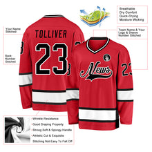 Load image into Gallery viewer, Custom Red Black-White Hockey Jersey
