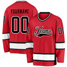 Load image into Gallery viewer, Custom Red Black-White Hockey Jersey
