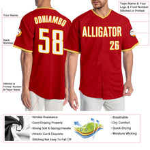 Laden Sie das Bild in den Galerie-Viewer, Custom Red White-Gold Authentic Baseball Jersey
