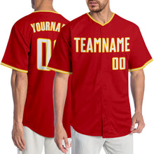 Load image into Gallery viewer, Custom Red White-Gold Authentic Baseball Jersey
