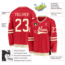 Laden Sie das Bild in den Galerie-Viewer, Custom Red Cream Hockey Jersey
