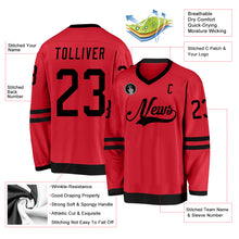 Load image into Gallery viewer, Custom Red Black Hockey Jersey
