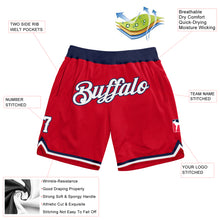 Load image into Gallery viewer, Custom Red White-Navy Authentic Throwback Basketball Shorts

