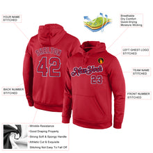 Laden Sie das Bild in den Galerie-Viewer, Custom Stitched Red Red-Navy Sports Pullover Sweatshirt Hoodie
