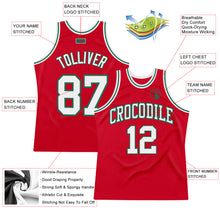 Laden Sie das Bild in den Galerie-Viewer, Custom Red White-Kelly Green Authentic Throwback Basketball Jersey
