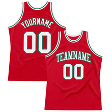 Загрузить изображение в средство просмотра галереи, Custom Red White-Kelly Green Authentic Throwback Basketball Jersey
