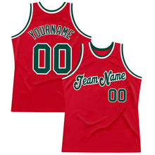 Charger l&#39;image dans la galerie, Custom Red Green-White Authentic Throwback Basketball Jersey
