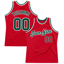 Laden Sie das Bild in den Galerie-Viewer, Custom Red Green-White Authentic Throwback Basketball Jersey
