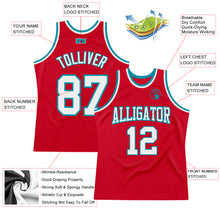 Загрузить изображение в средство просмотра галереи, Custom Red White-Teal Authentic Throwback Basketball Jersey
