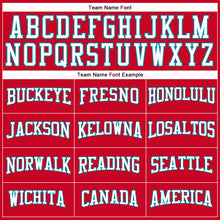 Загрузить изображение в средство просмотра галереи, Custom Red White-Teal Authentic Throwback Basketball Jersey
