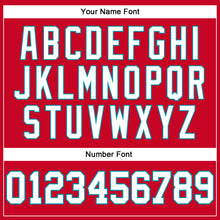 Загрузить изображение в средство просмотра галереи, Custom Red White-Teal Authentic Throwback Basketball Jersey
