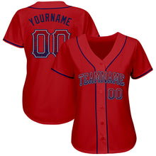 Load image into Gallery viewer, Custom Red Navy-Gray Authentic Drift Fashion Baseball Jersey
