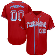 Load image into Gallery viewer, Custom Red Light Blue-White Authentic Drift Fashion Baseball Jersey
