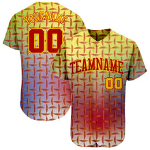 Загрузить изображение в средство просмотра галереи, Custom Red Red-Gold 3D Pattern Design Authentic Baseball Jersey
