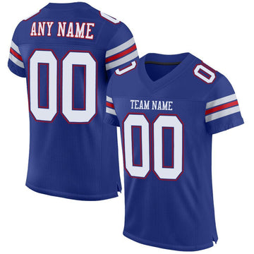 Custom Royal White-Red Mesh Authentic Football Jersey