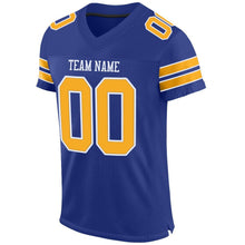 Load image into Gallery viewer, Custom Royal Gold-White Mesh Authentic Football Jersey
