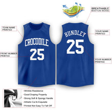 Load image into Gallery viewer, Custom Royal White Round Neck Basketball Jersey
