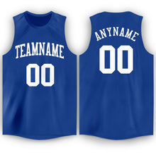 Load image into Gallery viewer, Custom Royal White Round Neck Basketball Jersey
