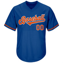 Laden Sie das Bild in den Galerie-Viewer, Custom Royal Orange-White Authentic Throwback Rib-Knit Baseball Jersey Shirt
