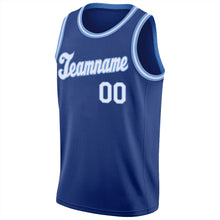 Load image into Gallery viewer, Custom Royal White-Light Blue Round Neck Rib-Knit Basketball Jersey
