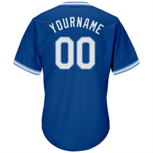 Load image into Gallery viewer, Custom Royal White-Light Blue Authentic Throwback Rib-Knit Baseball Jersey Shirt
