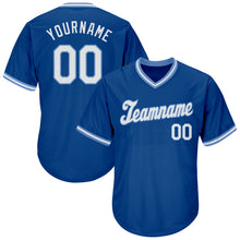 Load image into Gallery viewer, Custom Royal White-Light Blue Authentic Throwback Rib-Knit Baseball Jersey Shirt
