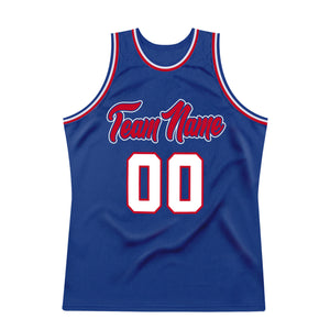 Custom Royal White-Red Authentic Throwback Basketball Jersey