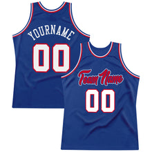 Загрузить изображение в средство просмотра галереи, Custom Royal White-Red Authentic Throwback Basketball Jersey
