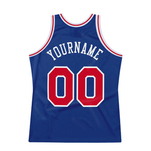 Custom Royal Red-White Authentic Throwback Basketball Jersey