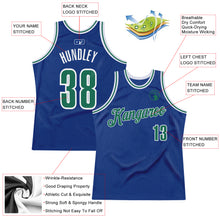 Load image into Gallery viewer, Custom Royal Kelly Green-White Authentic Throwback Basketball Jersey
