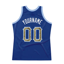 Load image into Gallery viewer, Custom Royal Camo-Light Blue Authentic Throwback Basketball Jersey
