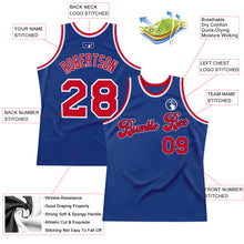 Load image into Gallery viewer, Custom Royal Red-White Authentic Throwback Basketball Jersey
