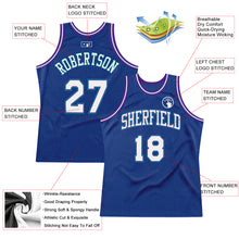 Load image into Gallery viewer, Custom Royal White-Purple Authentic Throwback Basketball Jersey
