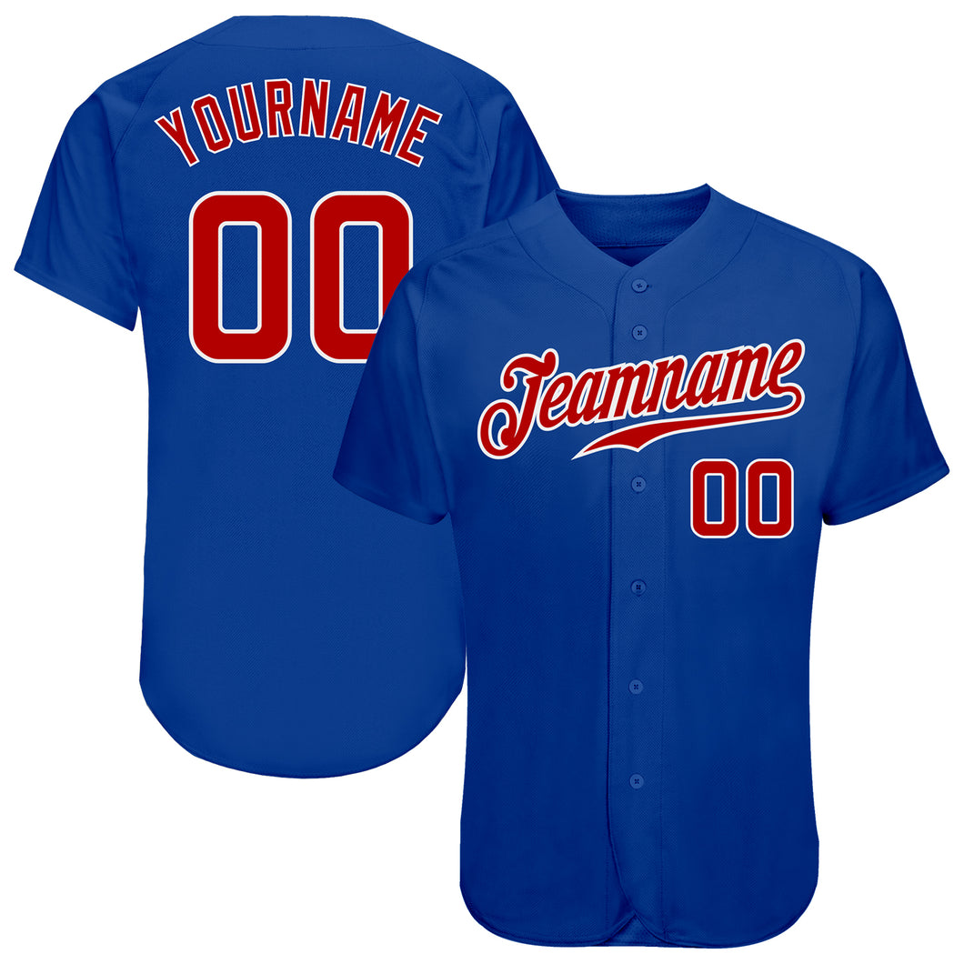 Custom Royal Red-White Authentic Baseball Jersey