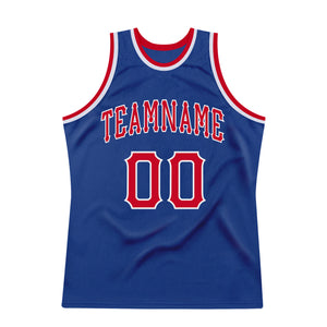 Custom Royal Red-White Authentic Throwback Basketball Jersey