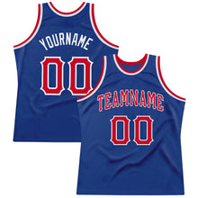 Load image into Gallery viewer, Custom Royal Red-White Authentic Throwback Basketball Jersey
