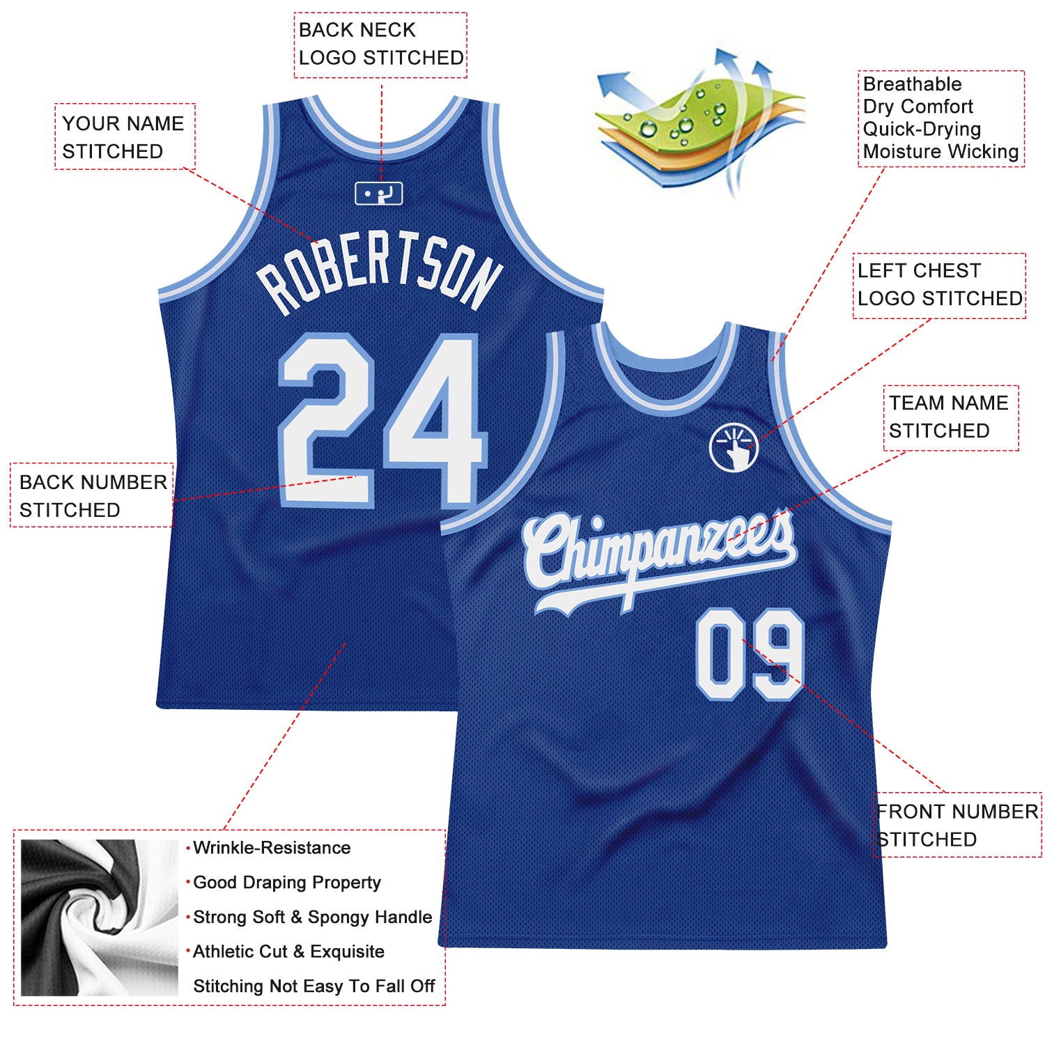 Sale Build Light Blue Basketball Authentic Royal Throwback Jersey White –  CustomJerseysPro