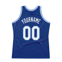 Laden Sie das Bild in den Galerie-Viewer, Custom Royal White-Light Blue Authentic Throwback Basketball Jersey
