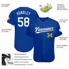 Laden Sie das Bild in den Galerie-Viewer, Custom Royal White-Gold Authentic Baseball Jersey
