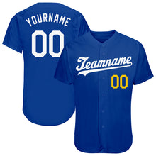 Laden Sie das Bild in den Galerie-Viewer, Custom Royal White-Gold Authentic Baseball Jersey
